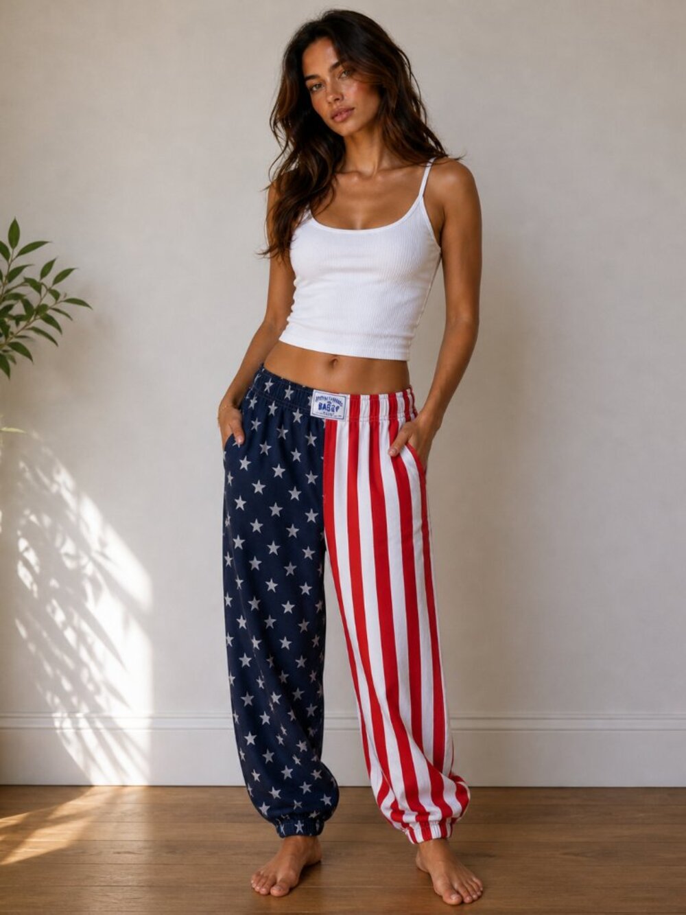 Vintage International Baggyz USA Flag Pants Stars Stripes High Rise XL